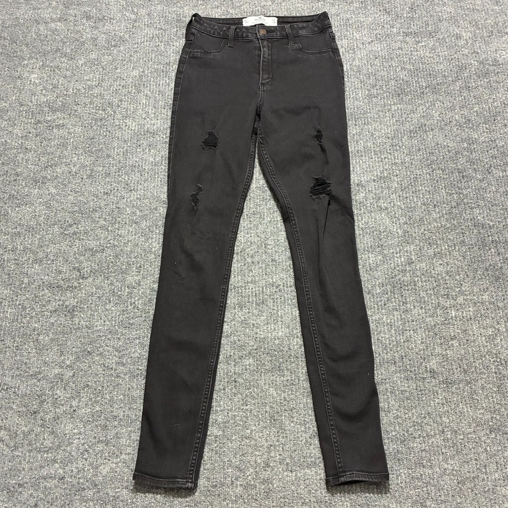 Hollister Curvy High Rise Jean Legging Size 5L Black Distressed Advance Stretch
